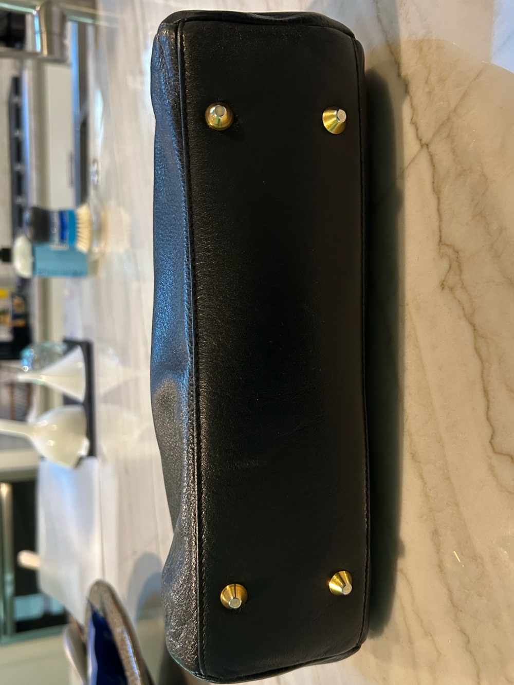 Etienne Aigner Black Leather Handbag Gold Hardware - Picture 3 of 10